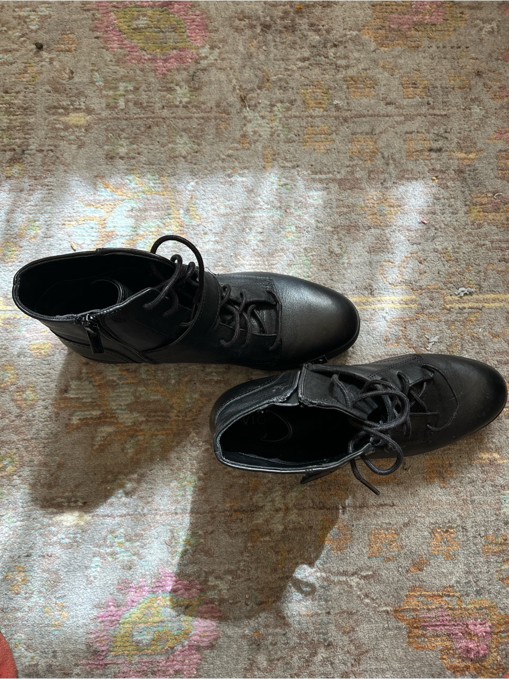 Vionic Black Lace-Up Ankle Boots with Gold Logo - Picture 3 of 5
